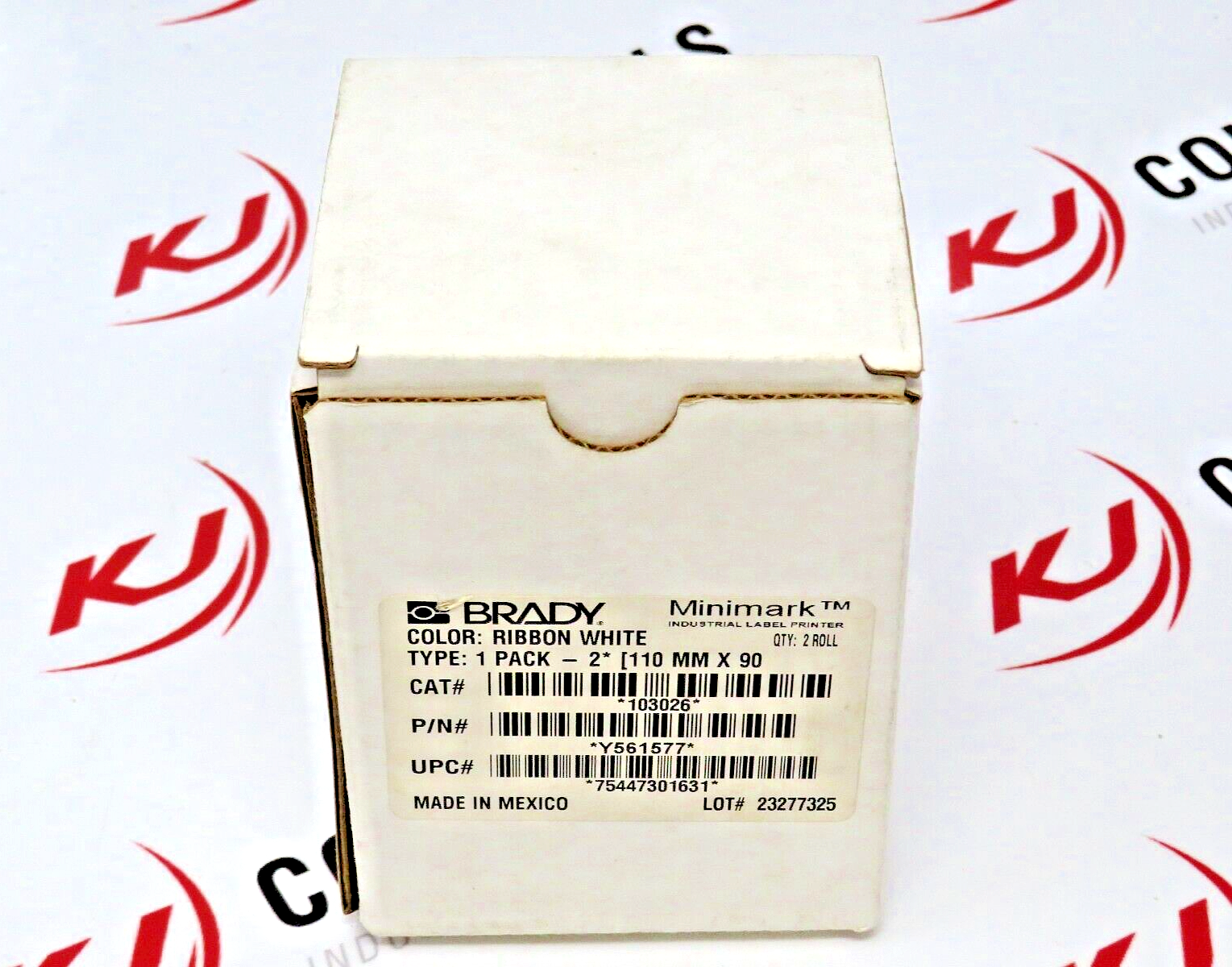 Brady 103026 MiniMark 110MM X 90M White IND. Label Printer Ribbon (Pack of 2)