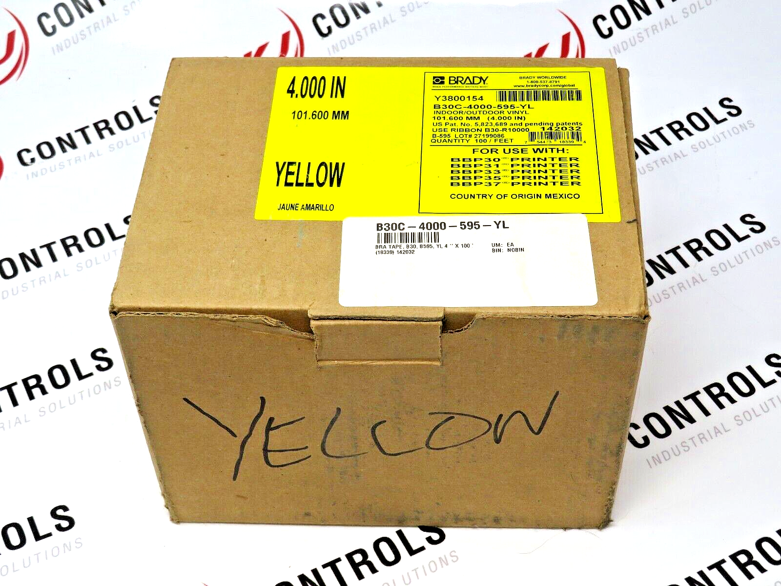 Brady B30C-4000-595-YL Yellow 4IN. Indoor/Outdoor Vinyl Label (Length Unknown)