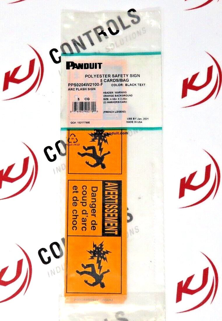 Panduit PPS0204W2100-F Safety Sign Cards ARC Flash Sign Orange - French Language