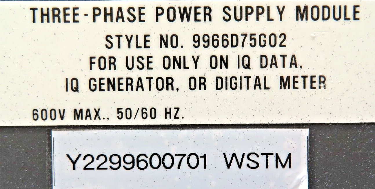 Eaton Cutler-Hammer 9966D75G02 Three-Phase Power Supply Module 600V Max 50/60 HZ