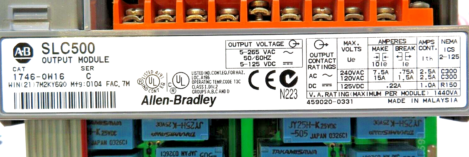 Allen-Bradley 1746-OW16 SLC 500 Digital Contact Output Module Series C