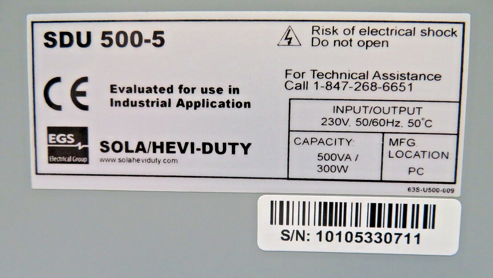 Sola/Hevi-Duty SDU 500-5 Industrial UPS Uninterruptible Power Supply 500VA 300W