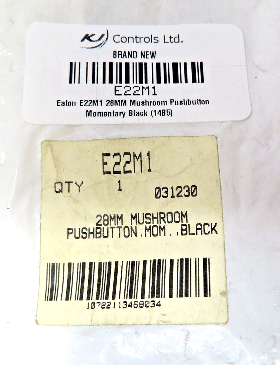 Eaton Cutler-Hammer E22M1 28MM Mushroom Pushbutton Momentary Black