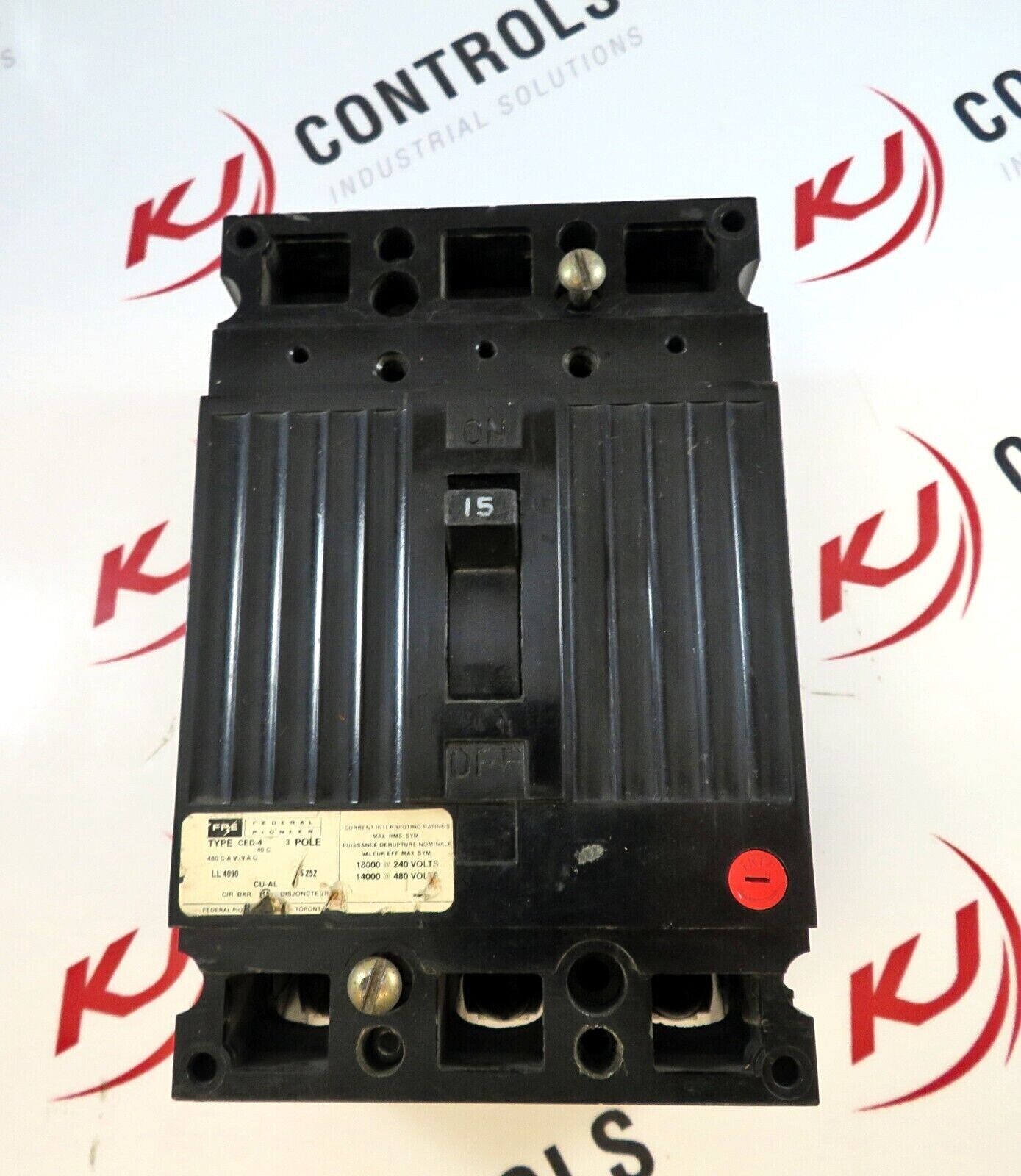 Federal Pioneer Type CED-4 CED134015 3811 3-Pole 15 Amp Circuit Breaker 480VAC