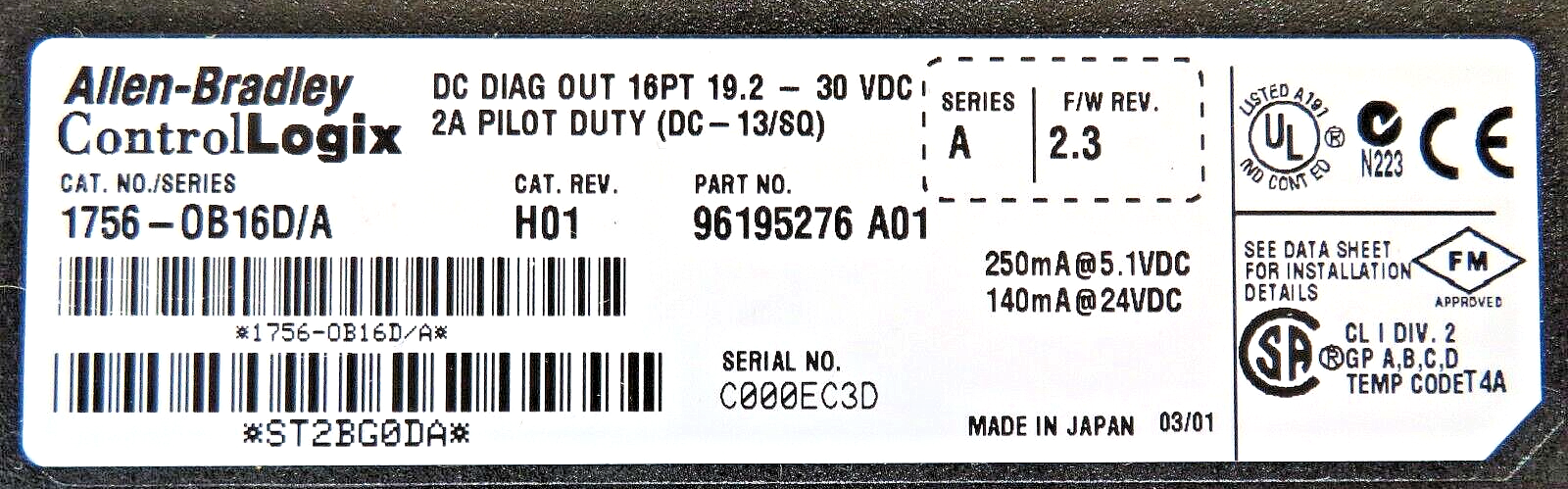 Allen-Bradley 1756-OB16D ControlLogix Diagnostic Output Module