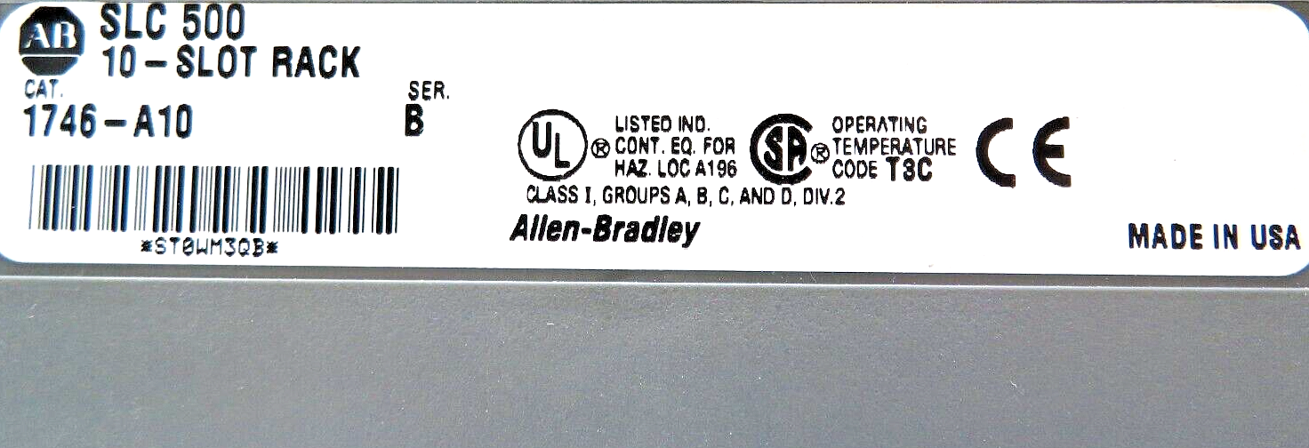 Allen-Bradley SLC 500 1746-A10 10-Slot Rack Modular Chassis