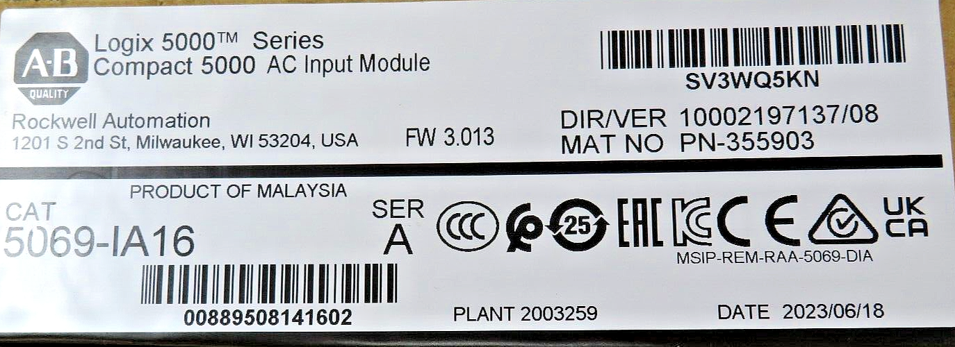 Allen-Bradley 5069-IA16 Logix 5000 Compact 5000 AC Input Module