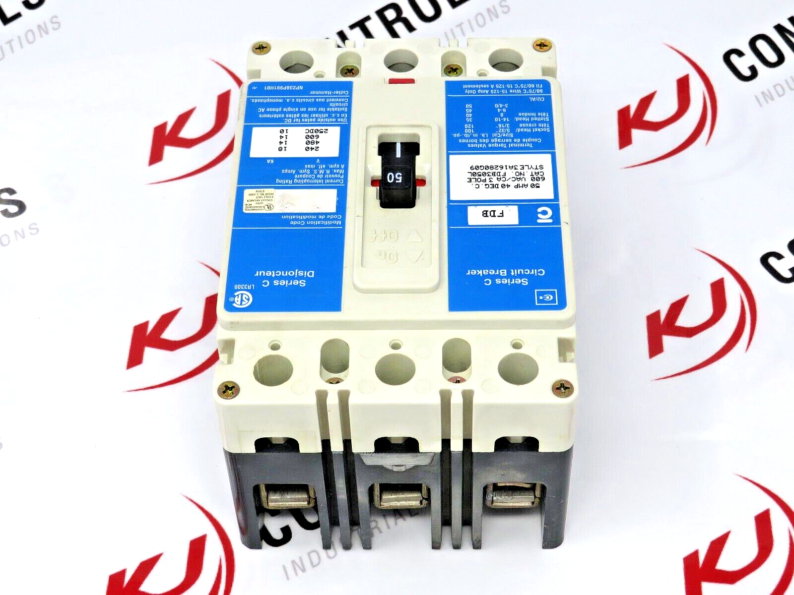 Eaton Cutler-Hammer FDB3050L Series C 50A 600VAC 3P Circuit Breaker 14kA @ 480V