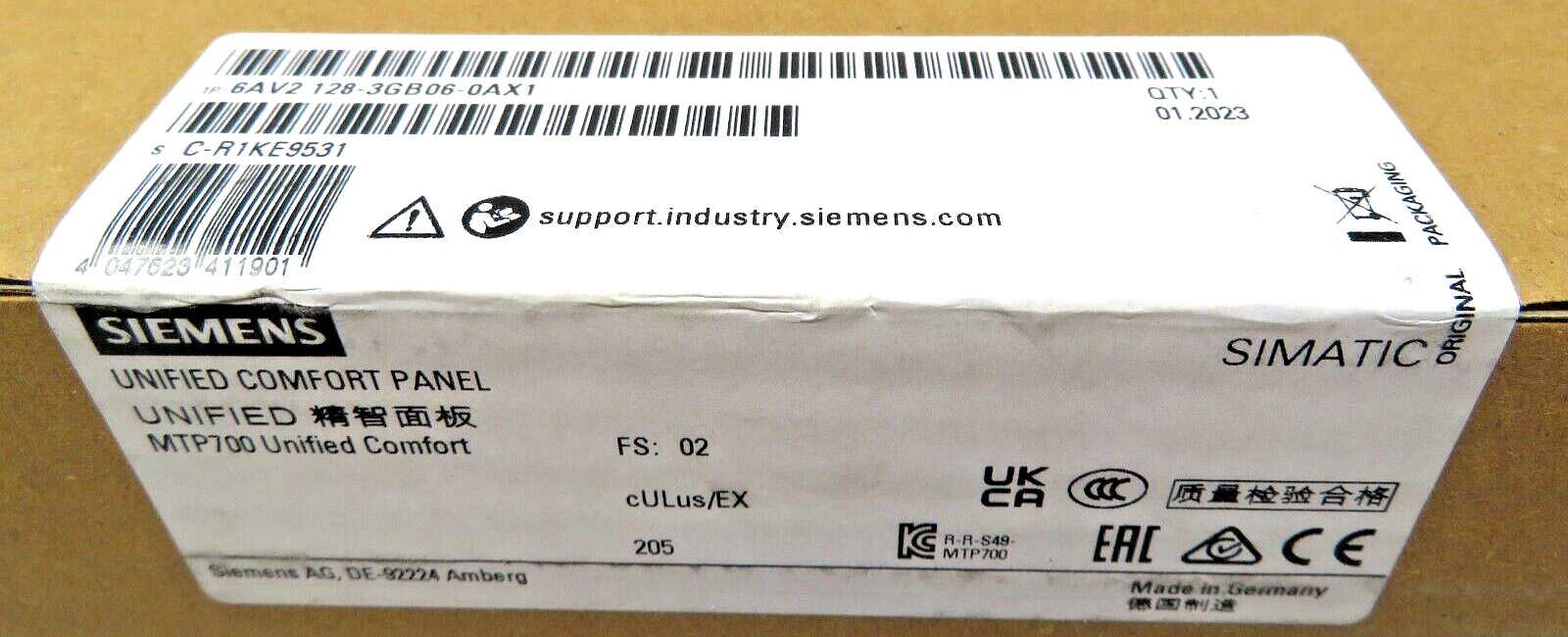 Siemens 6AV2128-3GB06-0AX1 Simatic HMI MTP700 Unified Comfort Panel