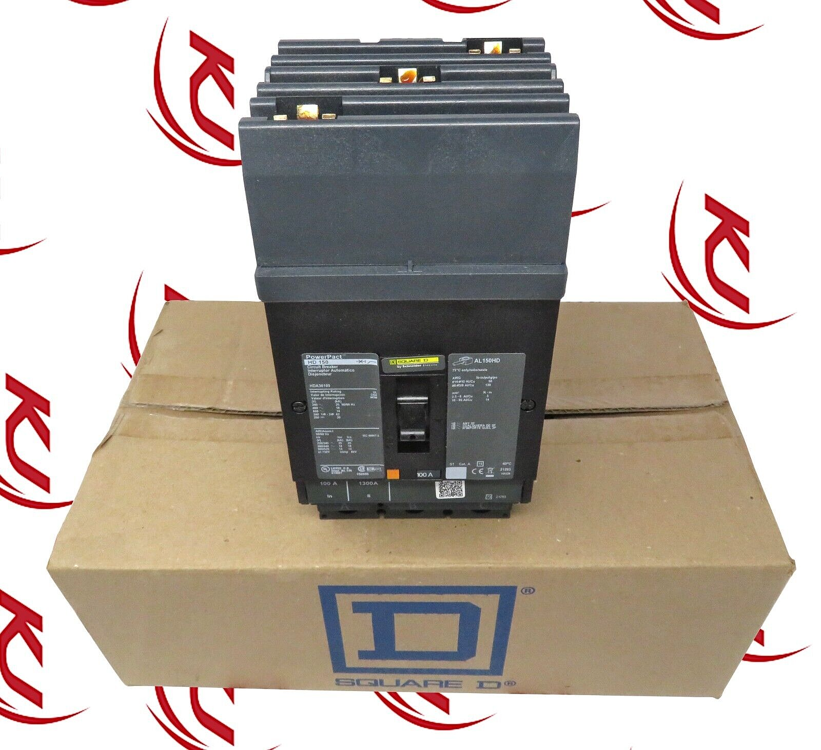 Schneider Electric Square D HDA36100 PowerPact 100A 3 Pole Circuit Breaker