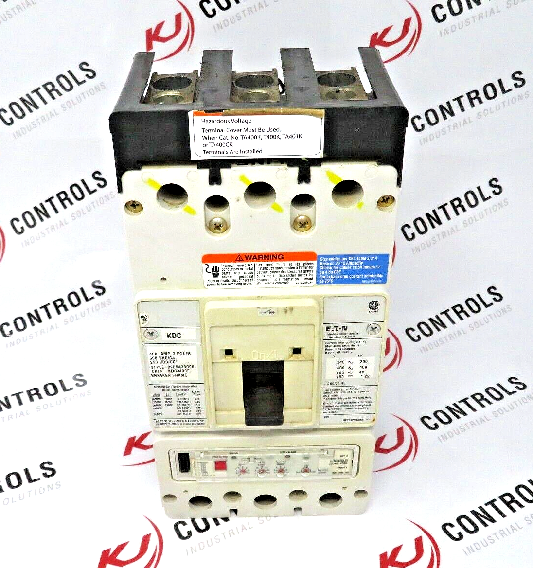 Eaton Molded Case Circuit Breaker KDC3400F 8985A38G06 400 Amp 3-Pole 100kA@480V