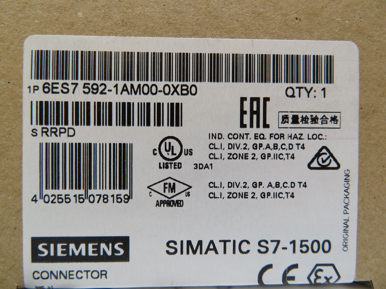 Siemens 6ES7592-1AM00-0XB0 Simatic S7-1500 40 Pole Front Connector