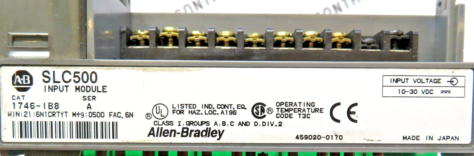 Allen-Bradley SLC500 1746-IB8 8-Point DC Input Module (Missing Front Door)