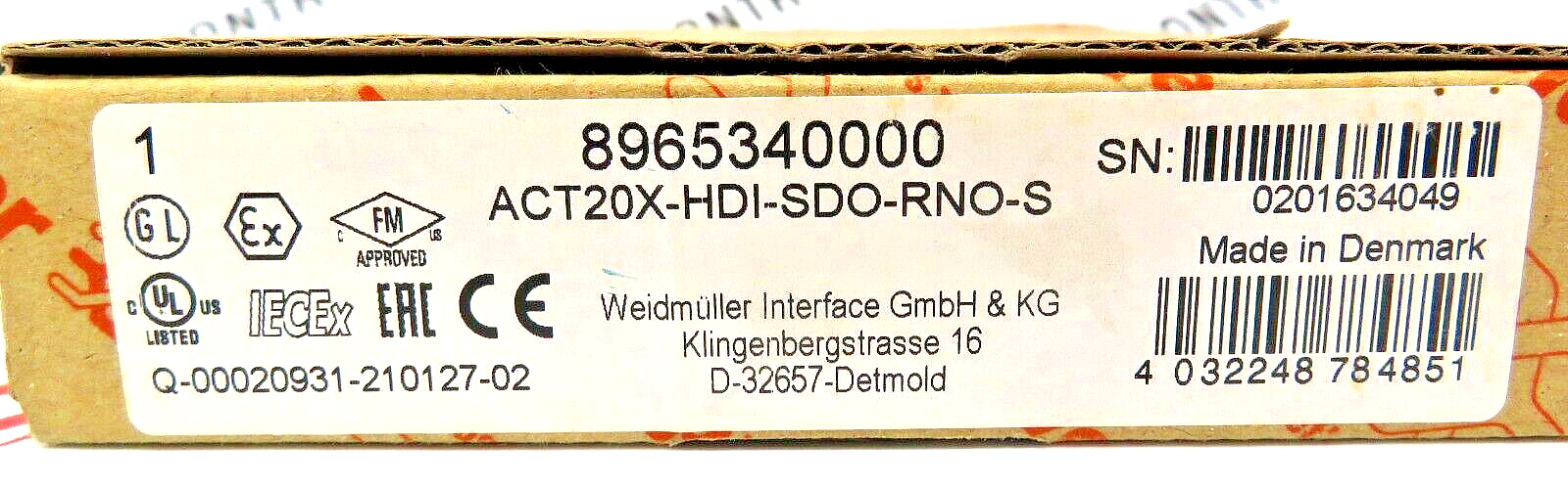 Weidmuller ACT20X-HDI-SDO-RNO-S 8965340000 1-CHNL. EX Signal Isolating Converter
