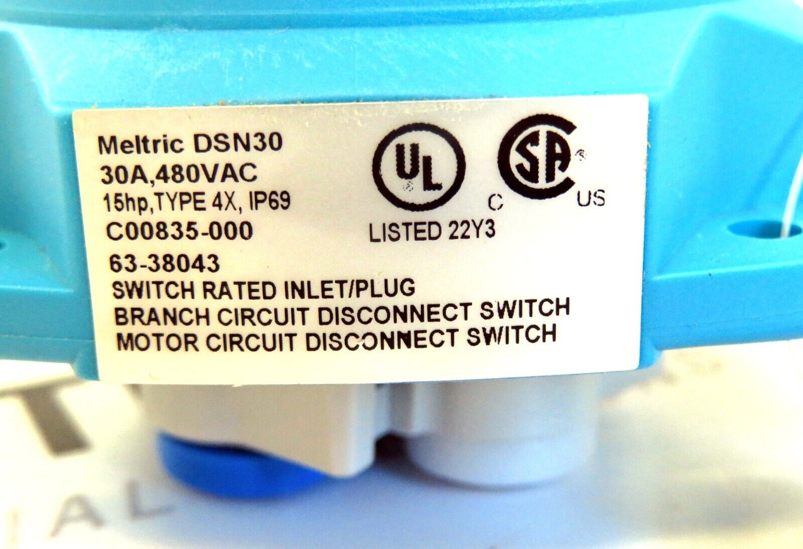 Meltric 63-34043 Receptacle/Connector 30A, 3P+G 480VAC Type 4X, IP69