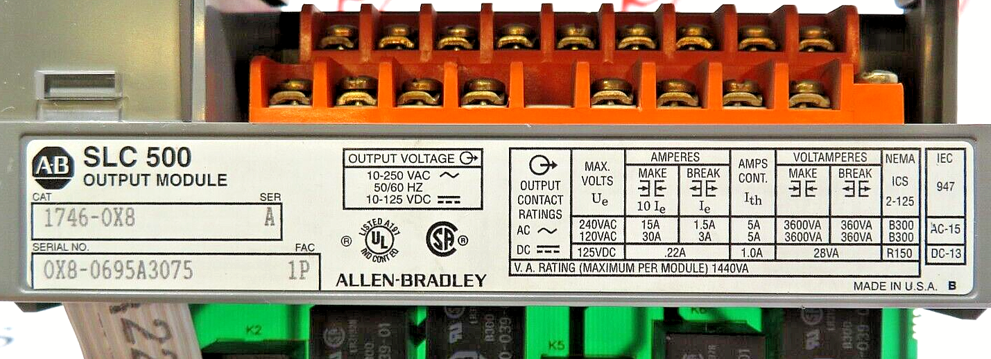 Allen-Bradley 1746-OX8 SLC 500 8-Isolated Hi-Current Relay Contact Output Module
