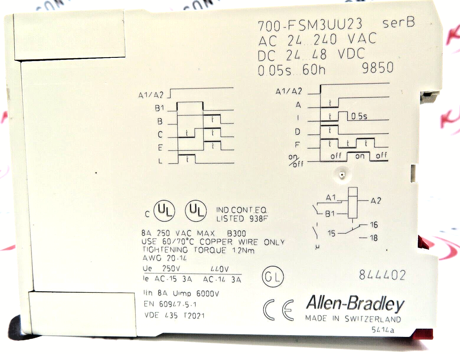 Allen-Bradley 700-FSM3UU23 High Performance Timing Relay 0.05 SEC - 60 HRS. SPDT