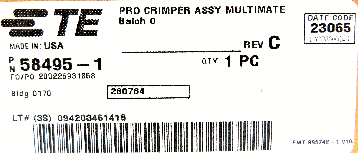 AMP-TE Connectivity 58495-1 Pro Crimper Multimate REV C