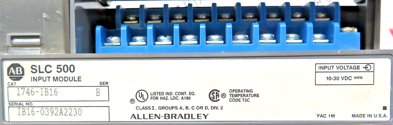 Allen-Bradley SLC 500 1746-IB16 Series B / C Digital 16-Point DC Input Module