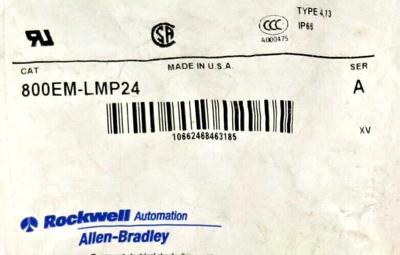 Allen-Bradley 800EM-LMP24 Mushroom Push Button Red ILLUM. 40MM Plastic Cap