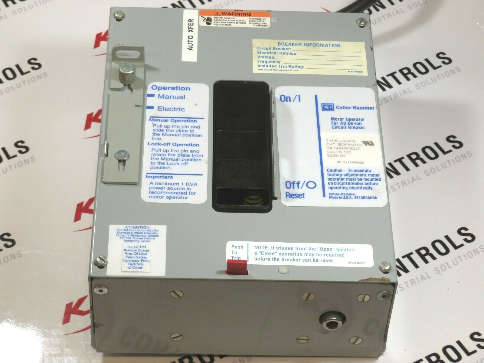 Eaton Cutler-Hammer EOP4MT07 Motor Operator for AB De-ion Breaker 120VAC