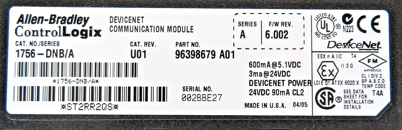 Allen-Bradley 1756-DNB ControlLogix DeviceNet Bridge Scanner Series A / B
