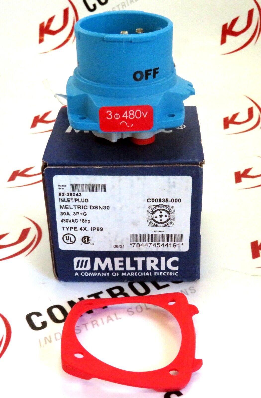 Meltric 63-38043 DSN30 Inlet / Plug 30A 3P+G  TYPE 4X IP69 480VAC 15HP