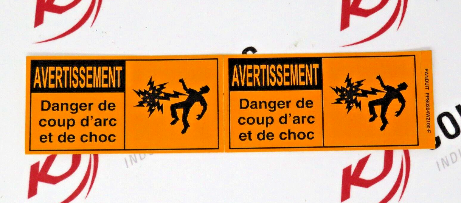 Panduit PPS0204W2100-F Safety Sign Cards ARC Flash Sign Orange - French Language