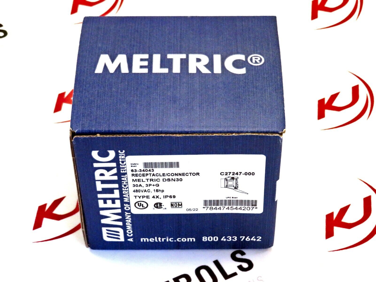 Meltric 63-34043 Receptacle/Connector 30A, 3P+G 480VAC Type 4X, IP69