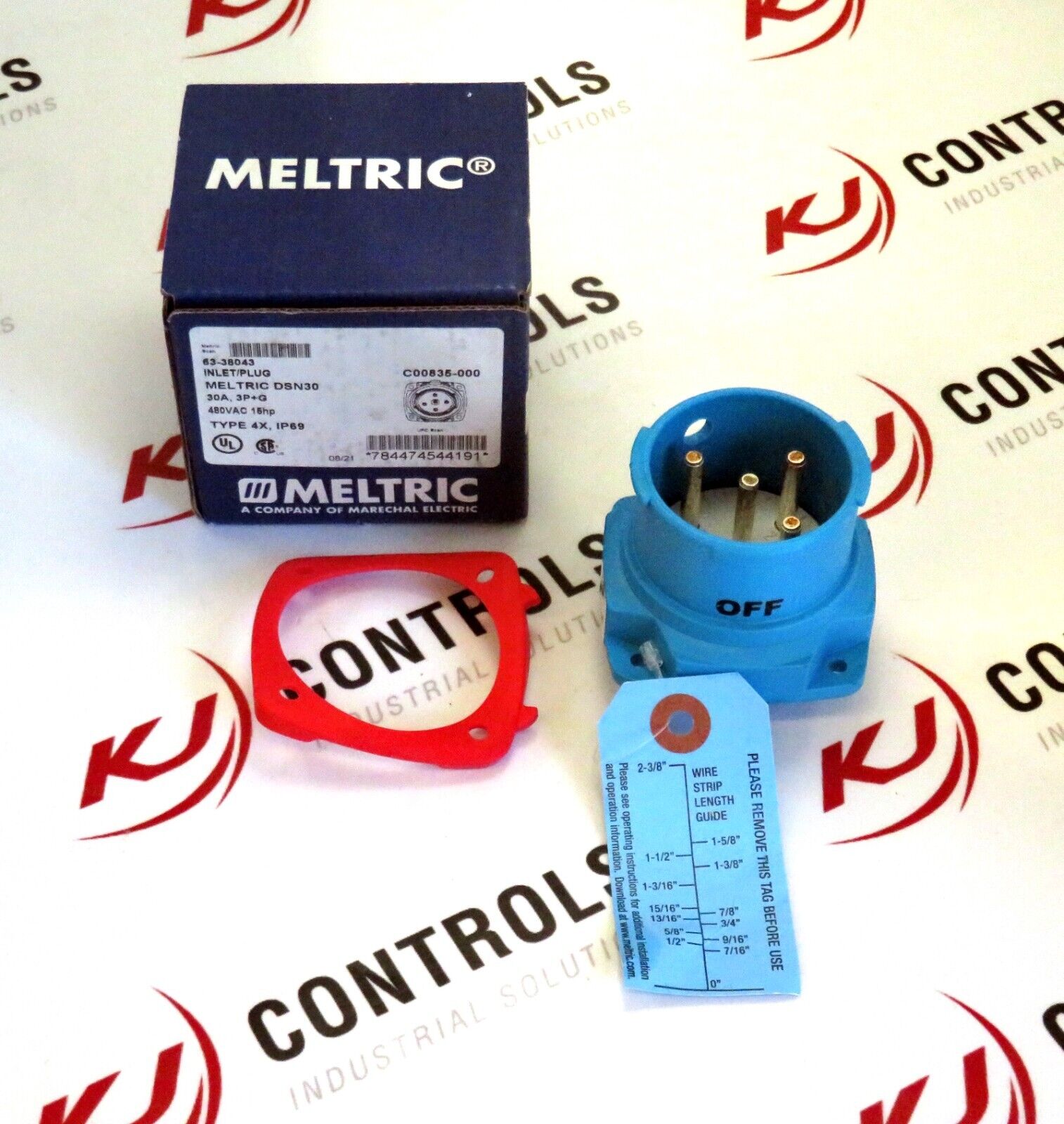 Meltric 63-38043 DSN30 Inlet / Plug 30A 3P+G  TYPE 4X IP69 480VAC 15HP