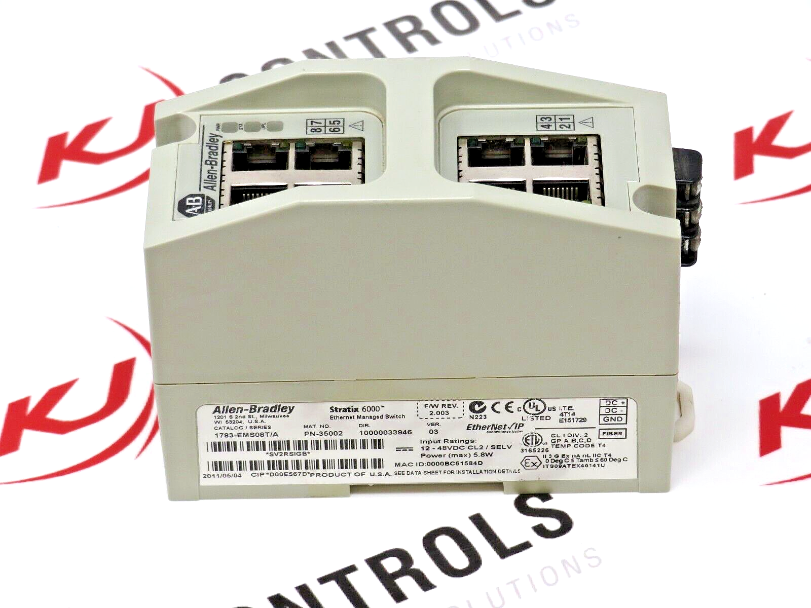 Allen-Bradley 1783-EMS08T Stratix 6000 8Port Ethernet Managed Switch 10/100 Mbps