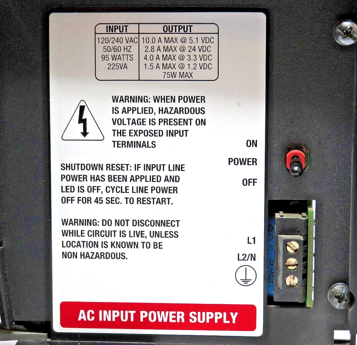 Honeywell Measurex TC-FPCXX2 120/240 VAC 50/60HZ 95W Power Supply