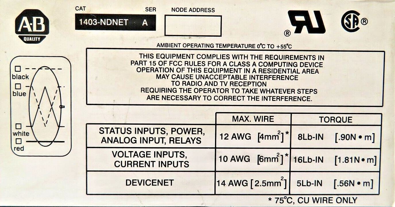 Allen-Bradley 1403-MM05A Powermonitor II / 1403-NDNET DeviceNet Accessory Device