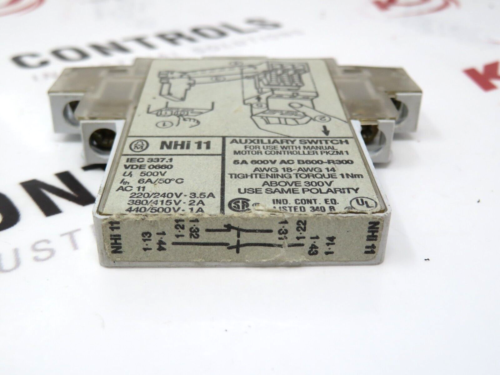 Eaton NHI-11 Auxiliary Contact 5A 600VAC 1NO/1NC