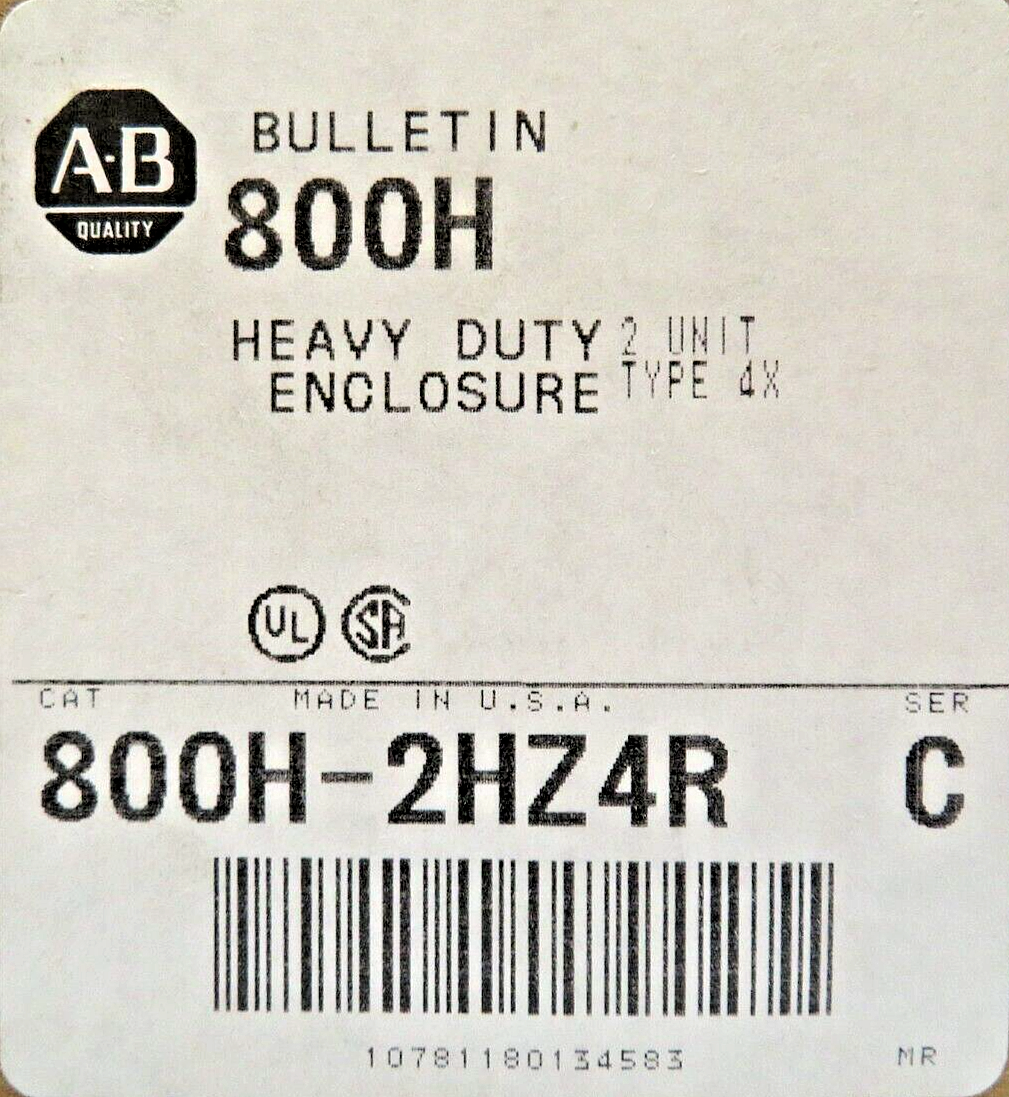 Allen-Bradley 800H-2HZ4R Heavy-Duty Enclosure 2-Hole 30MM Push Button 4/4X/13