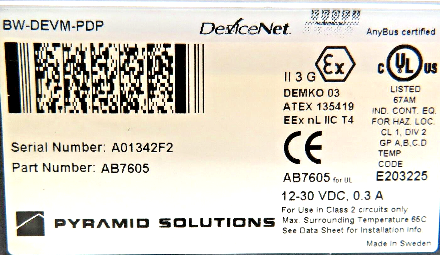 Pyramid Solutions AB7605 PROFIBUS to DeviceNet Gateway Module