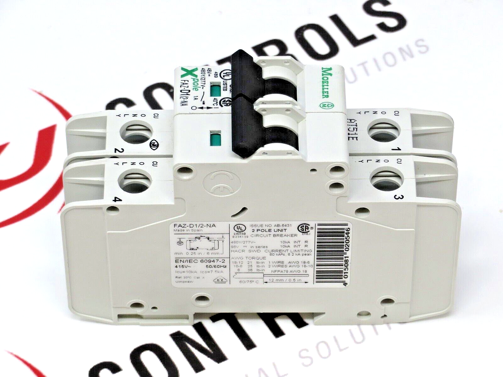 Eaton Moeller FAZ-D1/2-NA Xpole Circuit Breaker 1A 2-Pole D-Curve