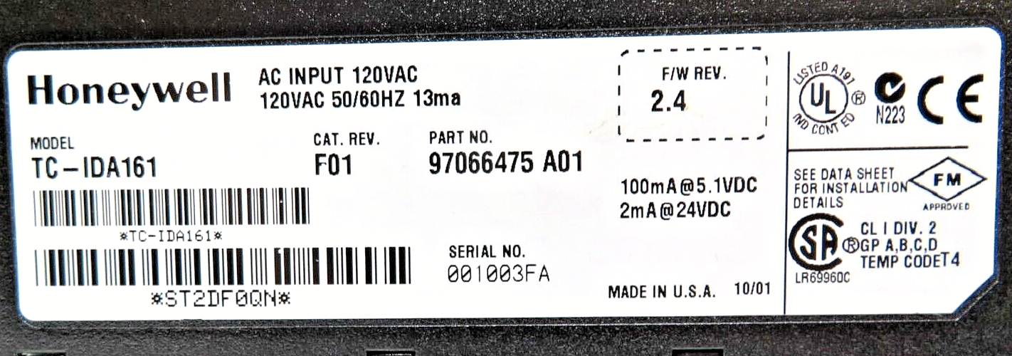 Honeywell TC-IDA161 16-Point Digital AC Input Module