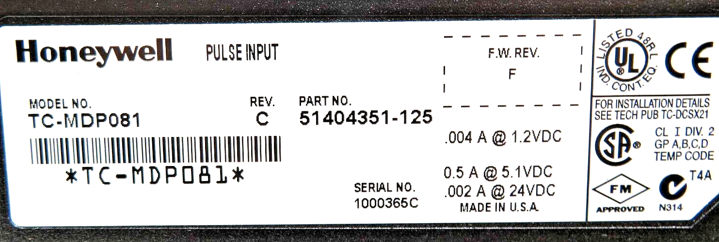 Honeywell TC-MDP081 51404351-125 Revision C Pulse Input Module