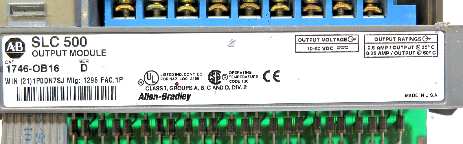 Allen-Bradley 1746-OB16 SLC 500 Discrete 16-24VDC Output Channel Module Series D