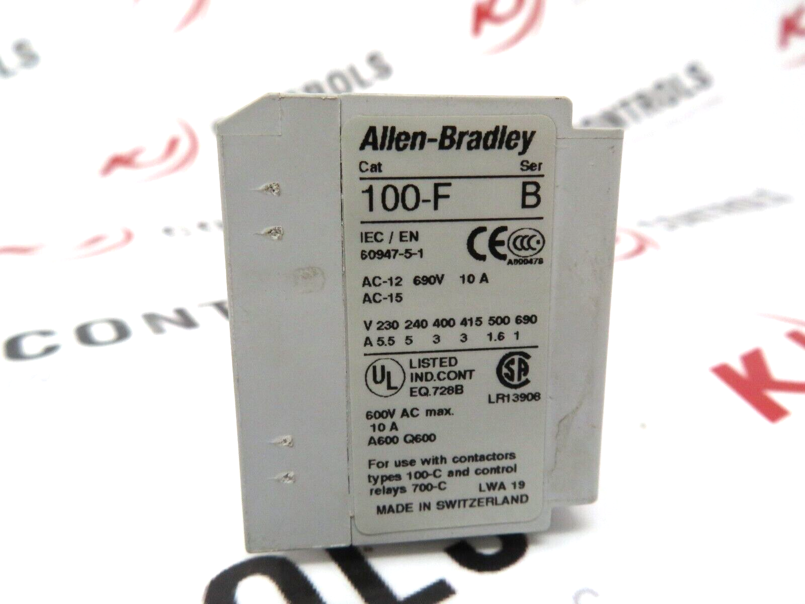 Allen-Bradley 100-FA11 Auxiliary Contact Block Front Mounting 2 Pole 1 NO/ 1 NC