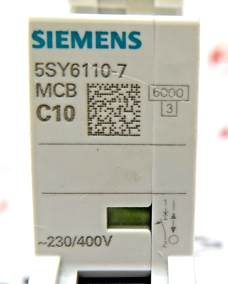Siemens 5SY6110-7 Miniature Circuit Breaker 10A 1-Pole 230/400VAC DIN Rail Mount