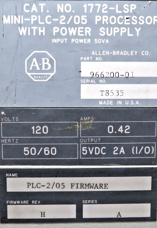 Allen-Bradley 1772-LSP Mini-PLC-2/05 Processor With Power Supply