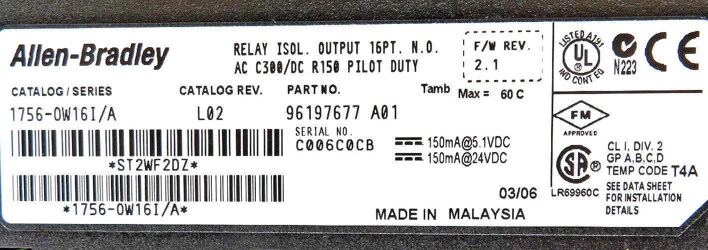 Allen-Bradley 1756-OW16I 16-Point Digital Relay Module