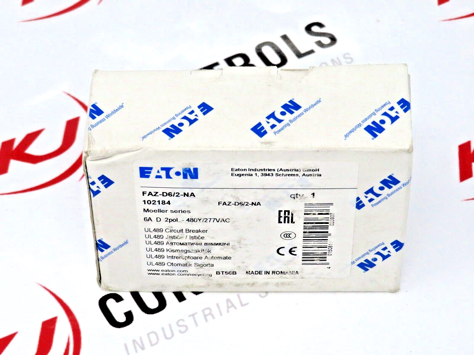 Eaton FAZ-D6/2-NA Miniature 6A 2-Pole Circuit Breaker Thermal / Magnetic Trip