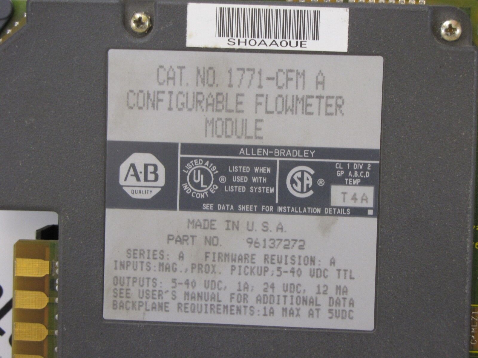 Allen-Bradley Flowmeter Configurable 4 Input 200VAC 4-40VDC 50MV